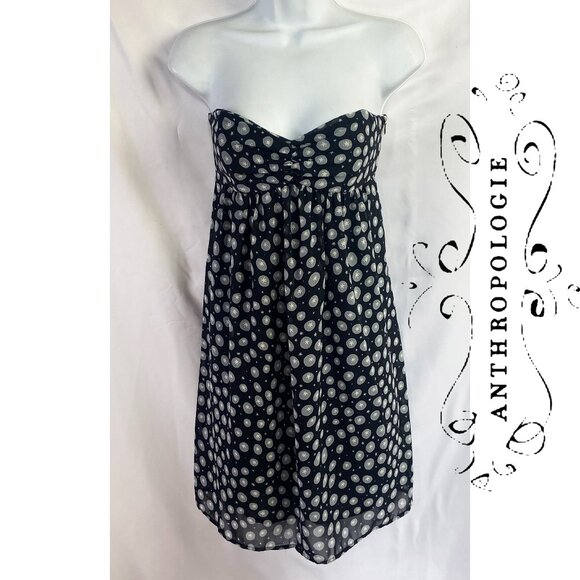 Anthropologie Corey Lynn Calter Black Polka Dot Mini Dress Strapless - Picture 1 of 10